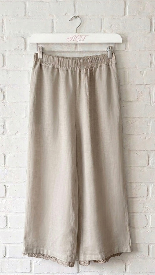Pantalón de lino croché Aurora