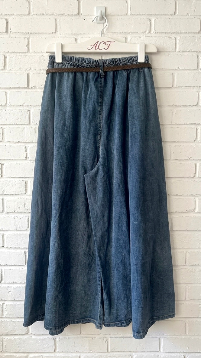 Pantalón palazzo denim pliegues+ 1 color