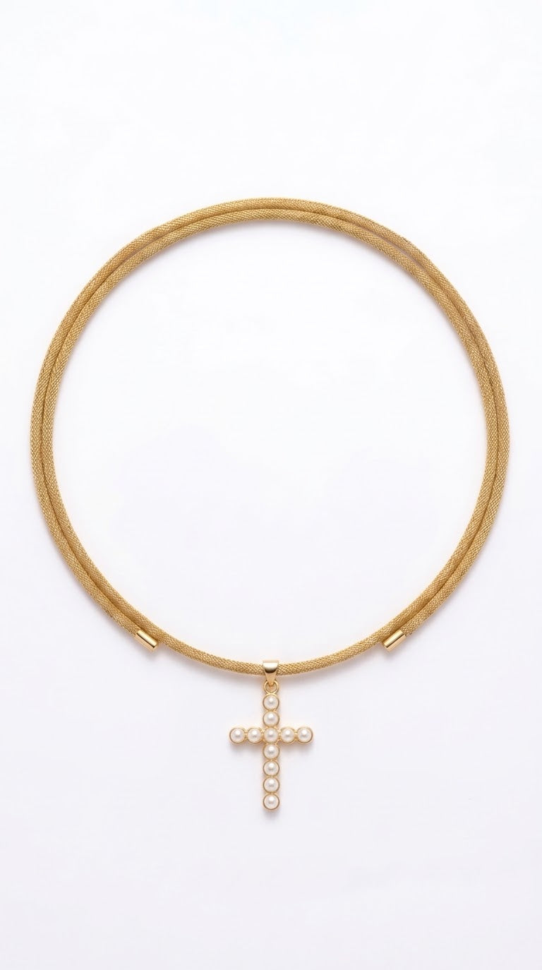 Collar de Cordón Magnético Cruz Perlada +1 color