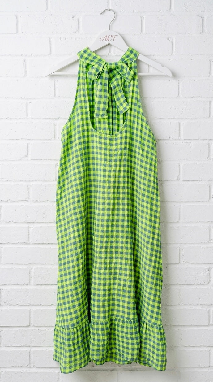 Vestido halter vichy lazo +2 colores