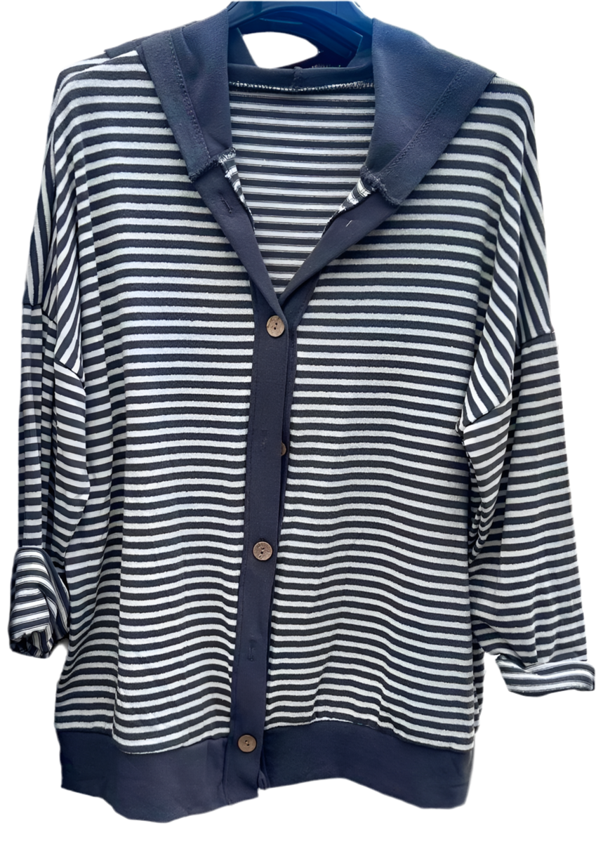 Cárdigan de rayas con capucha +2 colores