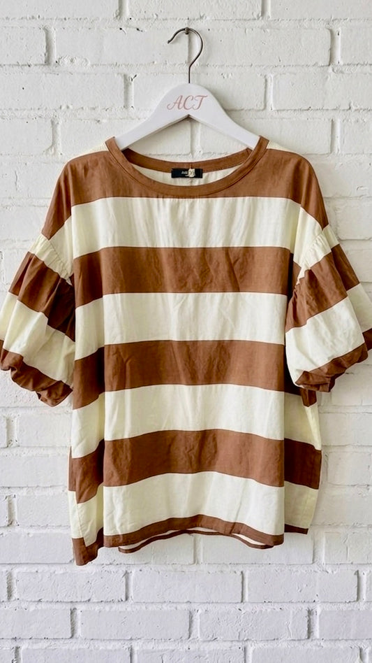 Blusa de rayas con manga farol +3colores