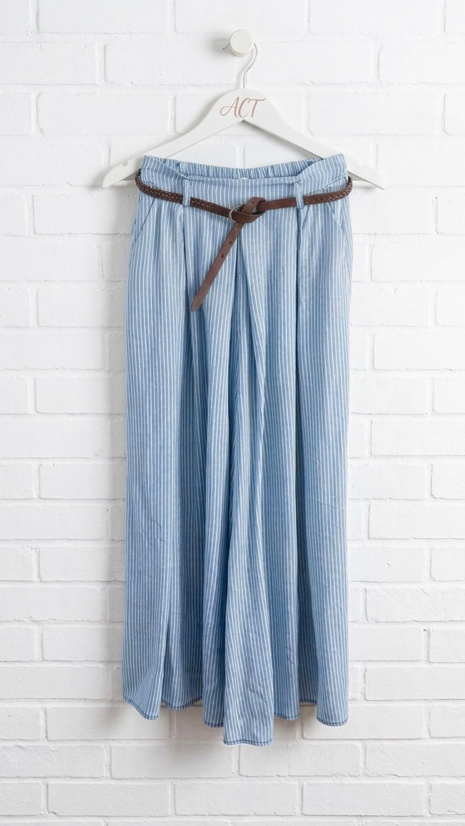 Pantalón súper palazzo rayas celeste