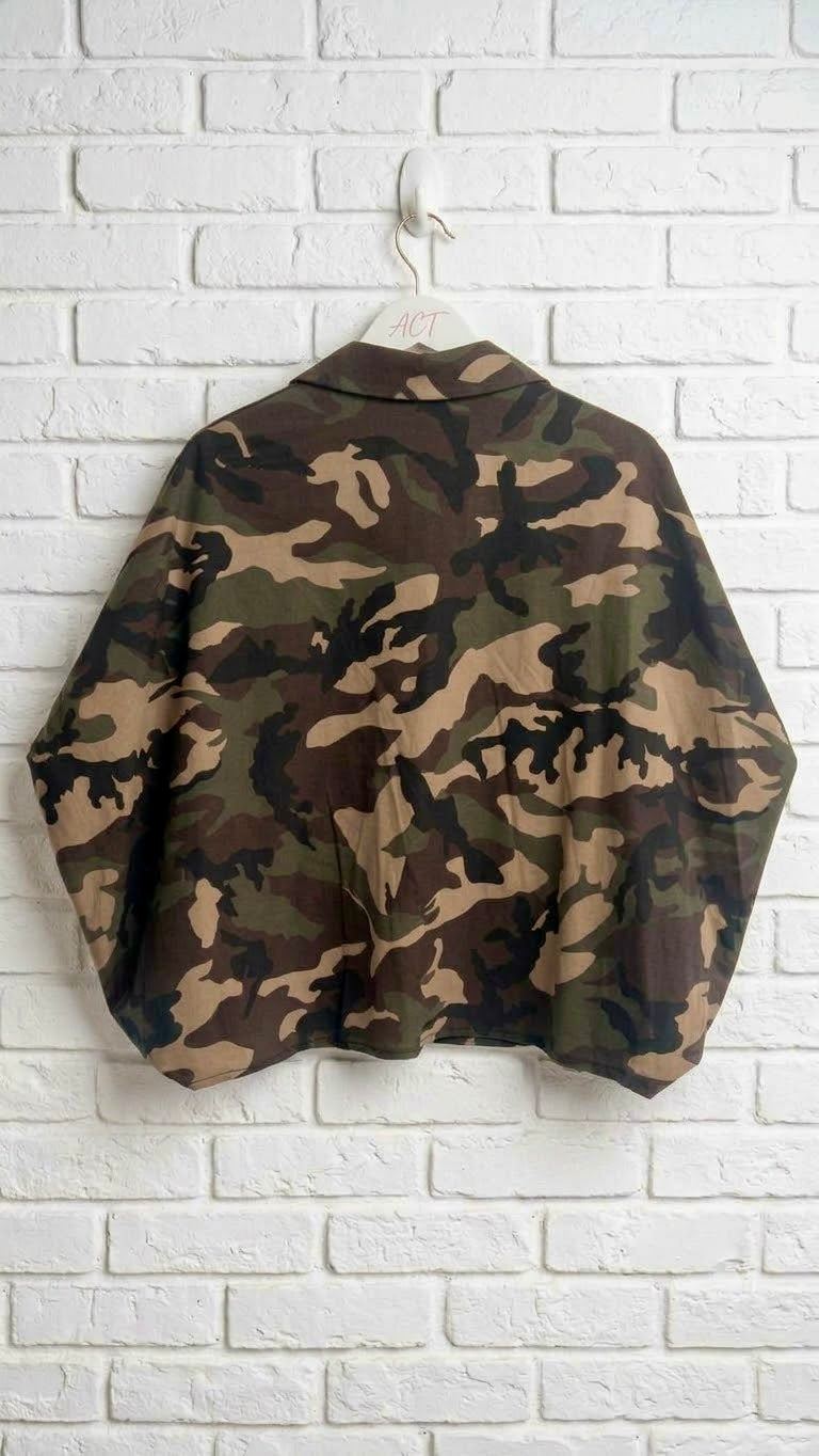Camisa Militar Mangas Drapeadas