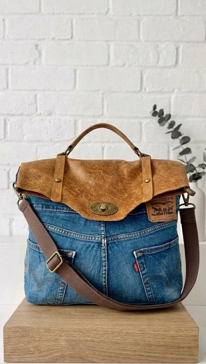 Recycled Levi's brown bag