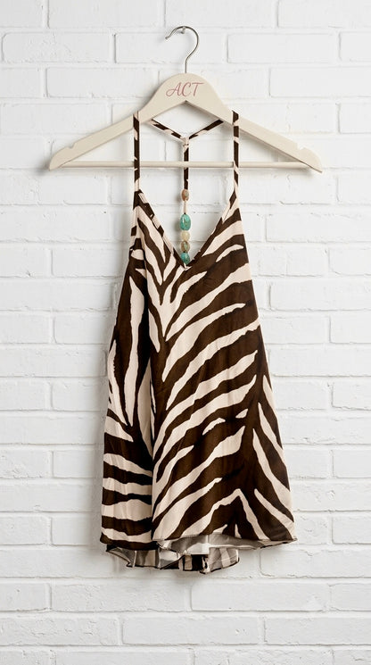 Top Tirantes Cebra Con Cuentas +2 colores