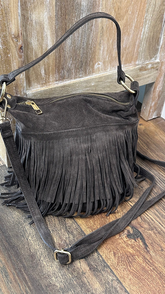 Bolso bombonera flecos