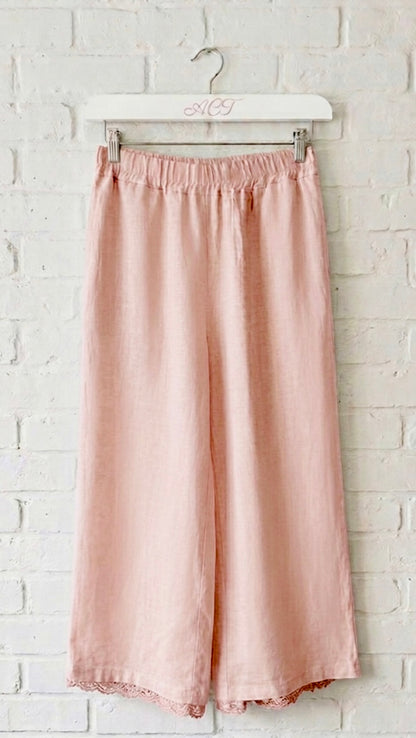 Pantalón de lino croché Aurora