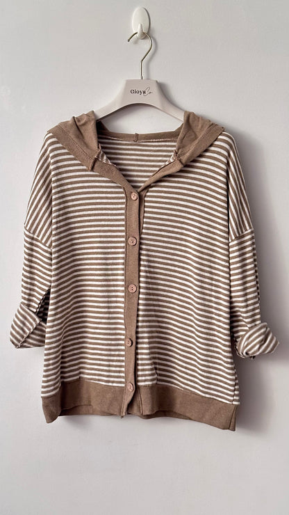 Cárdigan de rayas con capucha +2 colores