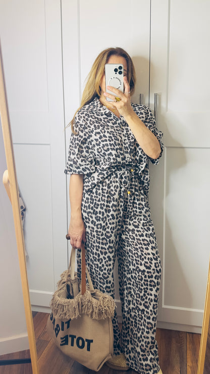 Pantalón algodón leopardo