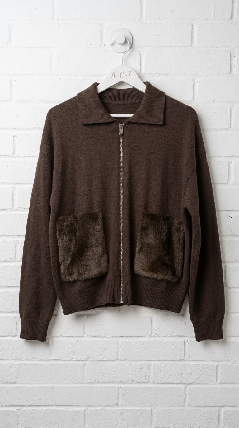 Chaqueta de Punto con Bolsillos Peluche +3 colores