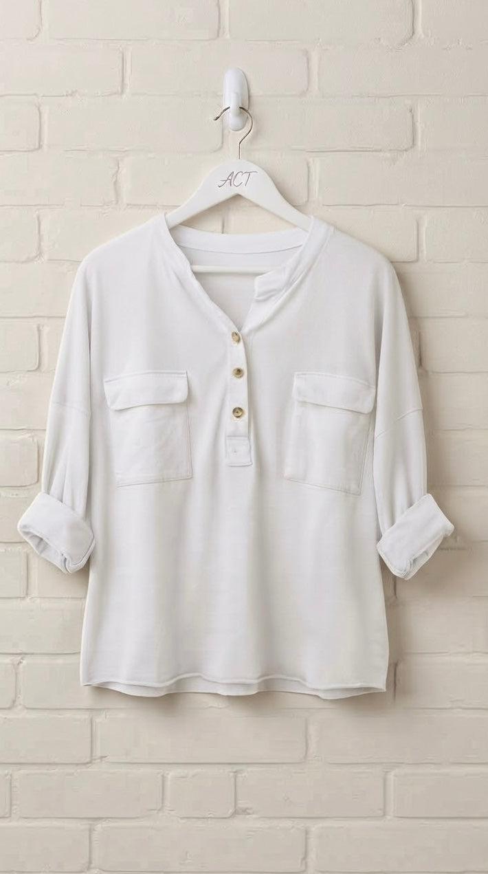 Camiseta Relaxed de Manga Larga con Bolsillos +
