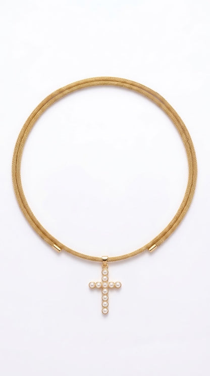 Collar de Cordón Magnético Cruz Perlada +1 color