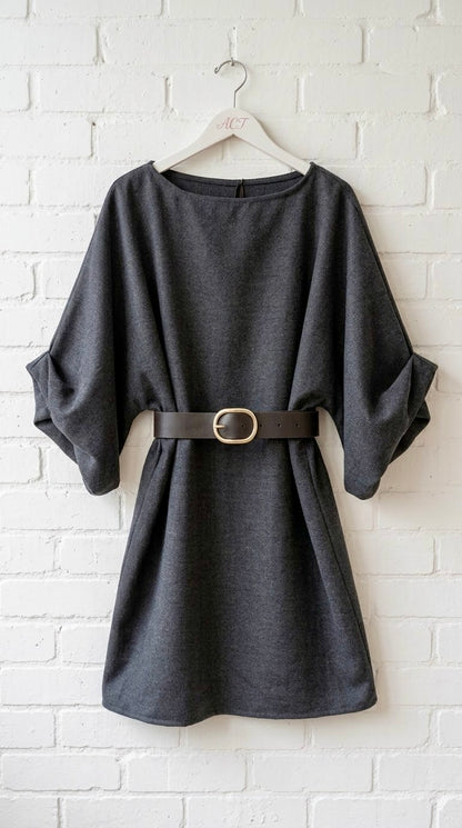 Vestido Oversize Mangas Drapeadas +1color
