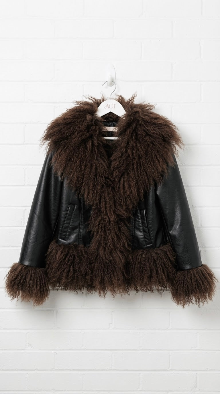 Chaqueta Bohème efecto piel y borreguito