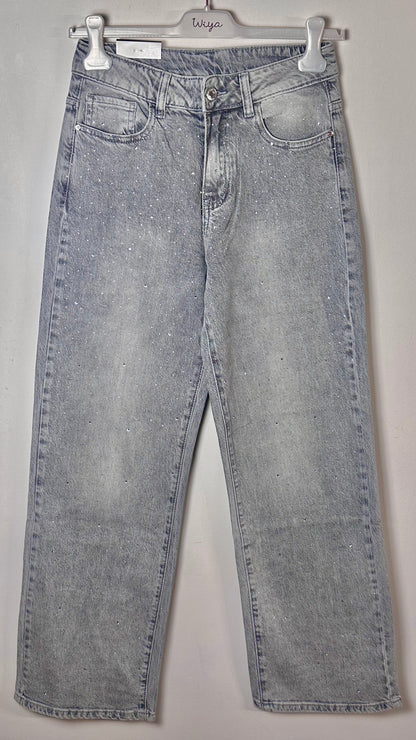 Pantalón tejano recto swarovski