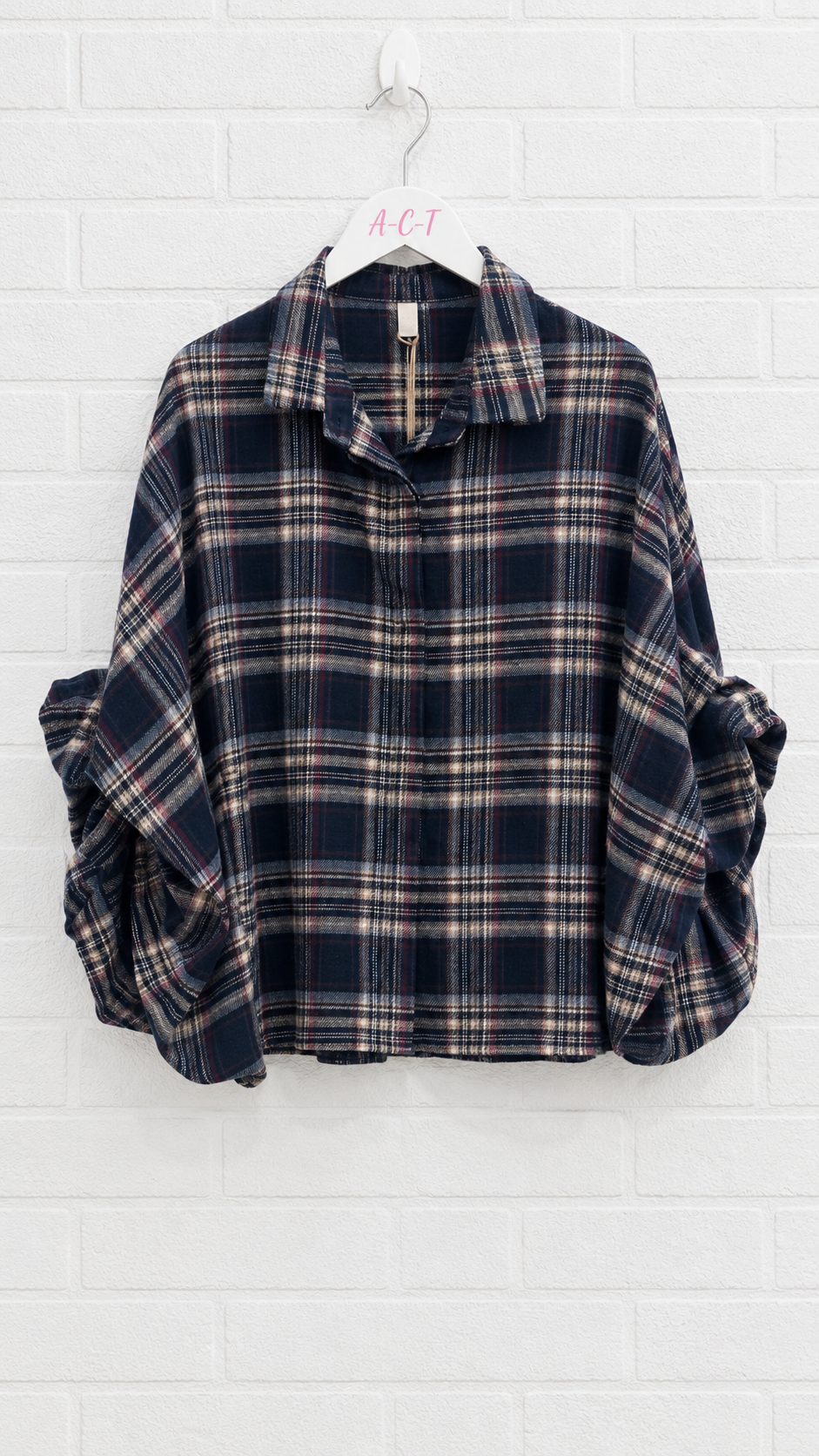 Camisa Cuadros Mangas Drapeadas +2 colores