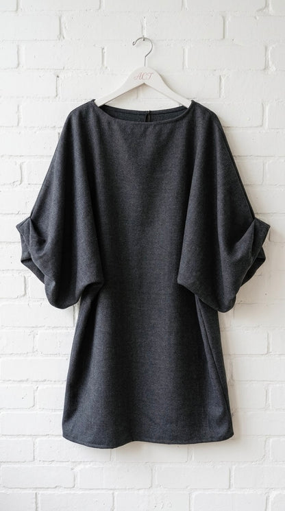 Vestido Oversize Mangas Drapeadas +1color