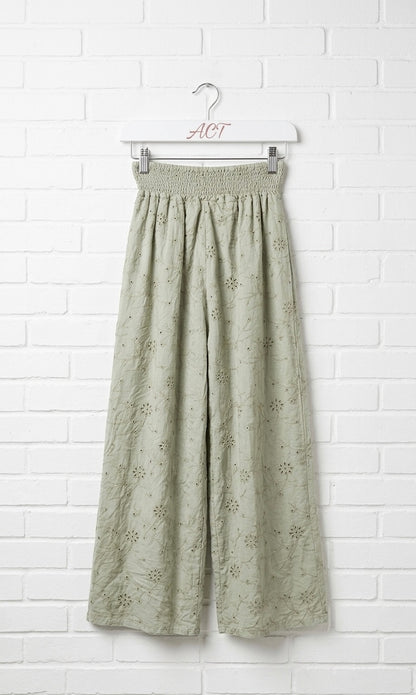 Pantalon palazzo bordado suizo+4 colores