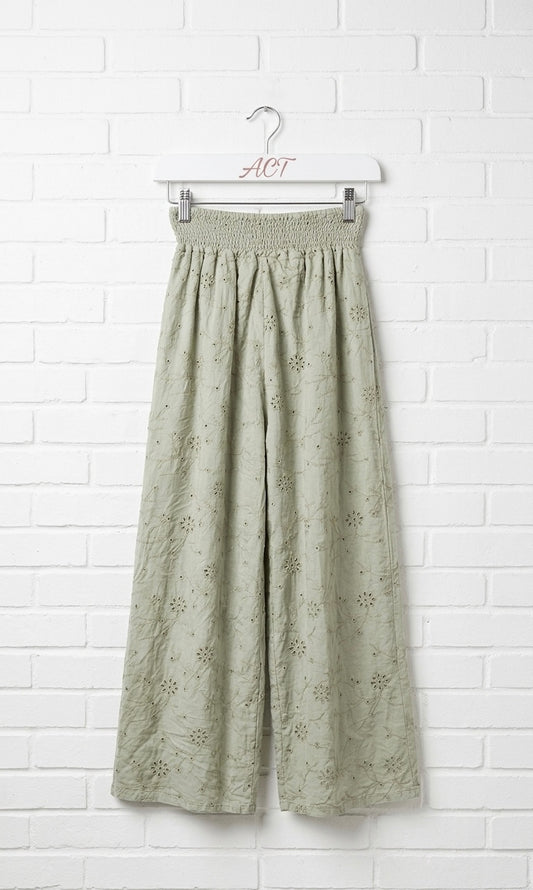 Pantalon palazzo bordado suizo+4 colores