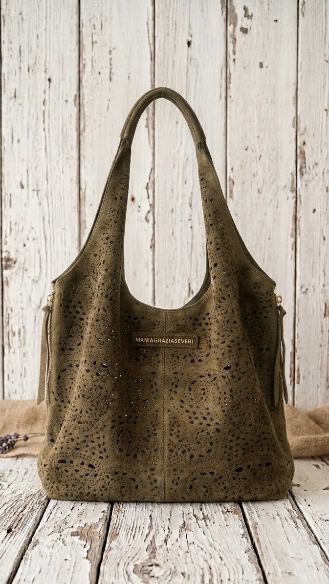 Bolso Hobo troquelado Caqui