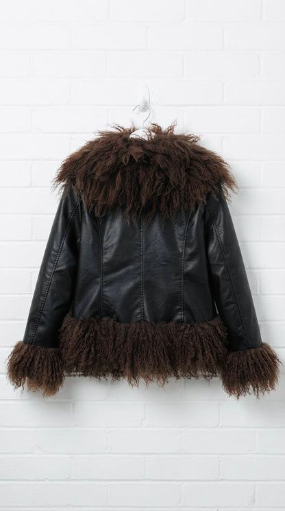 Chaqueta Bohème efecto piel y borreguito