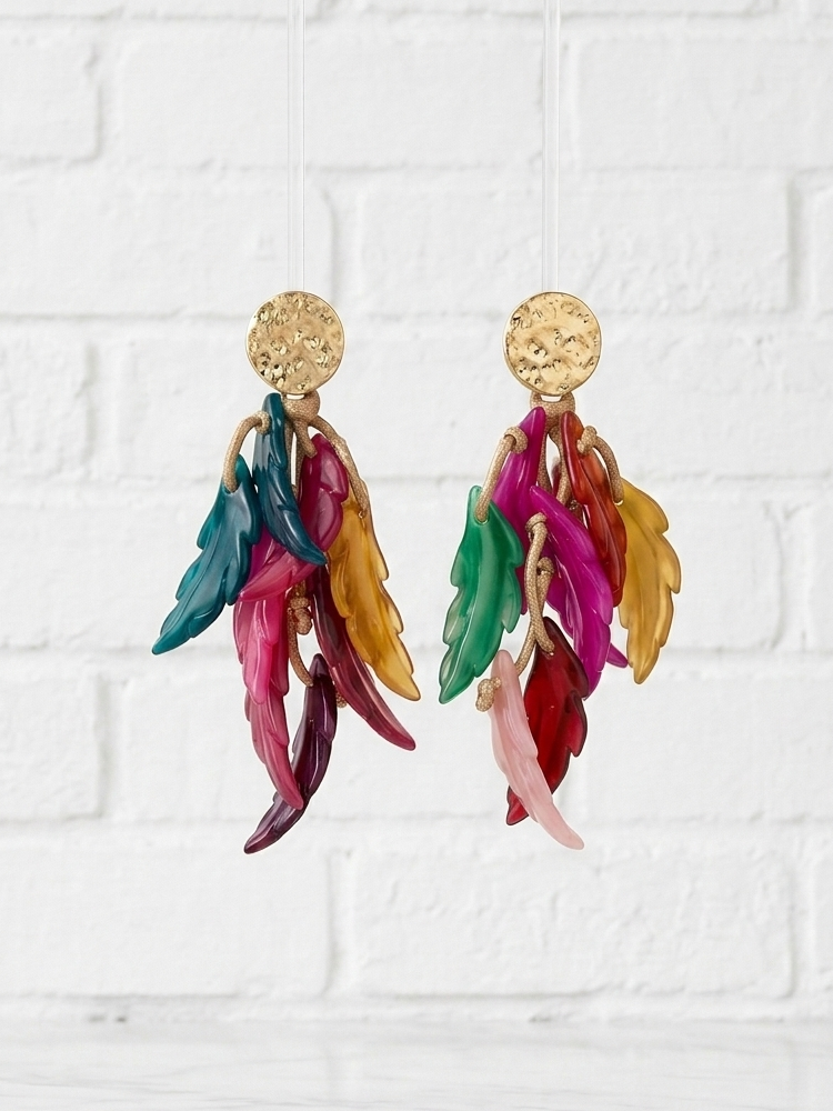 Pendientes cascada pluma+1 color