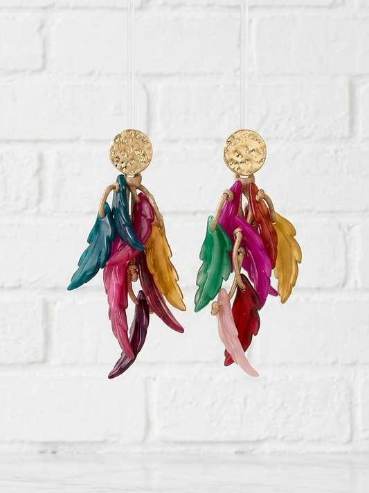 Pendientes cascada pluma+1 color