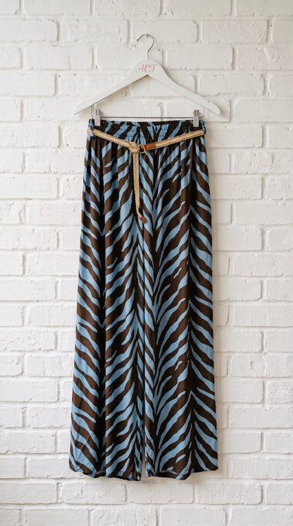 Pantalón Palazzo Cebra Con Cinturón +2 colores