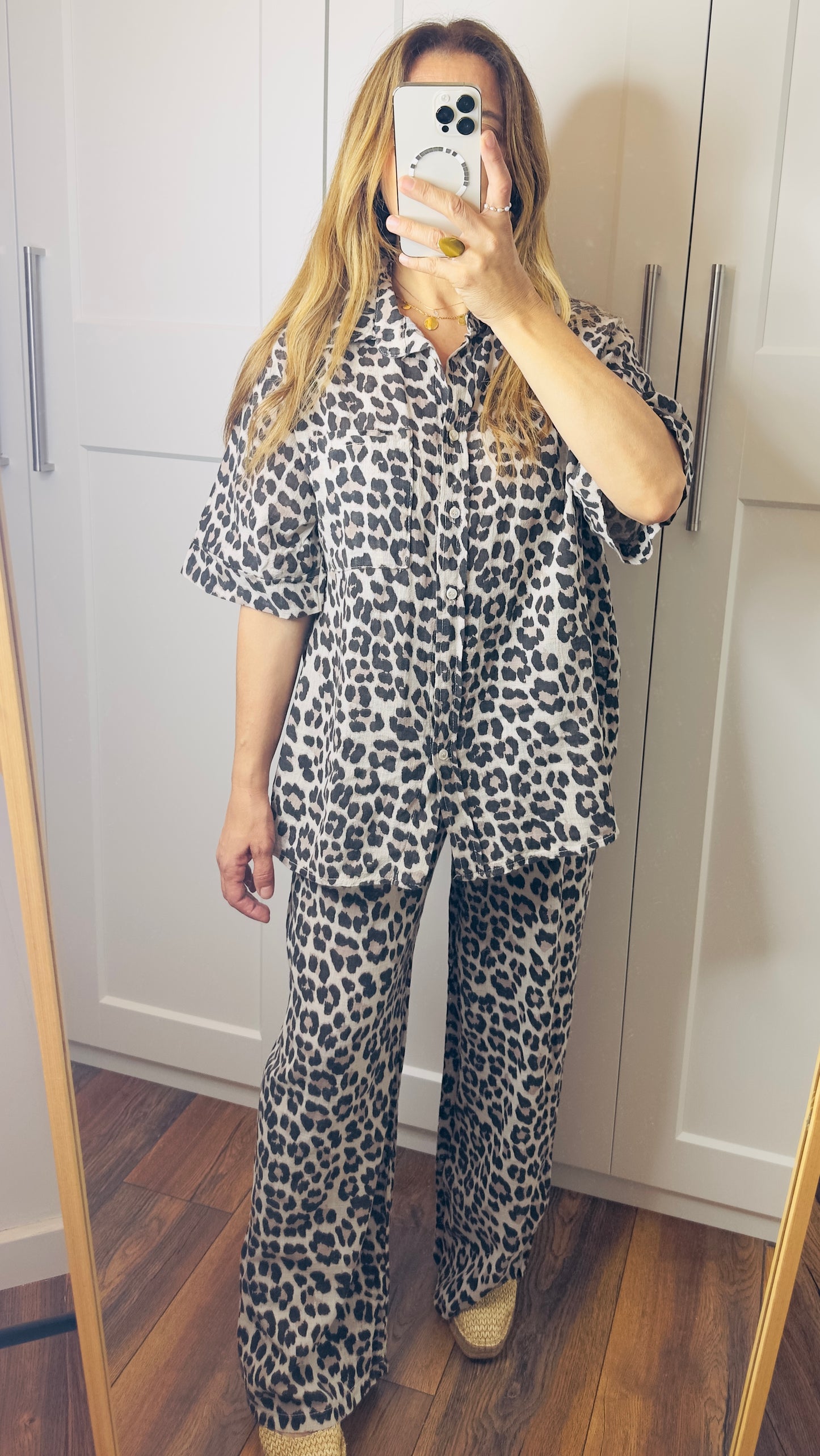 Pantalón algodón leopardo