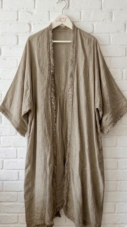 Kimono de lino flecos +2 colores