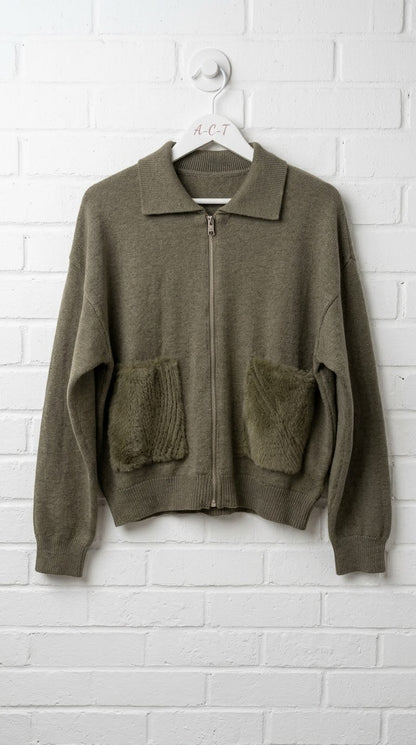 Chaqueta de Punto con Bolsillos Peluche +3 colores