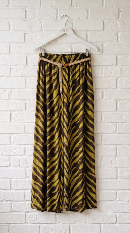 Pantalón Palazzo Cebra Con Cinturón +2 colores