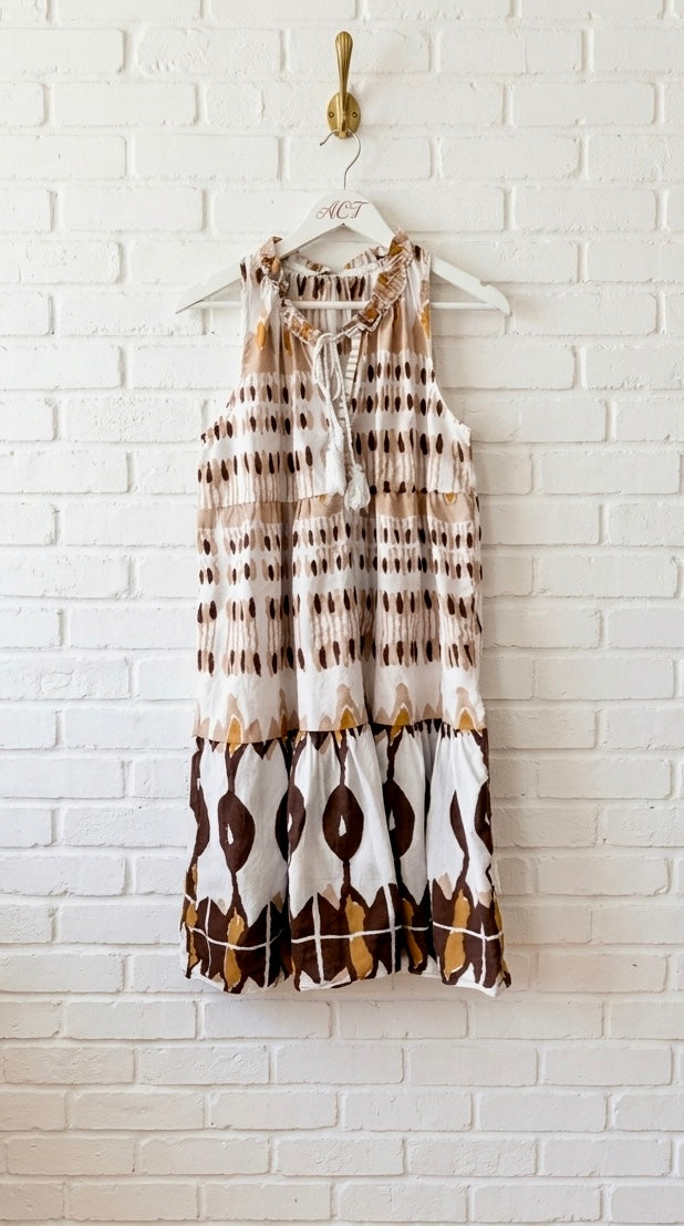 Vestido corto boho terracota