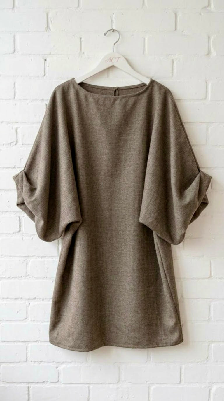 Vestido Oversize Mangas Drapeadas +1color