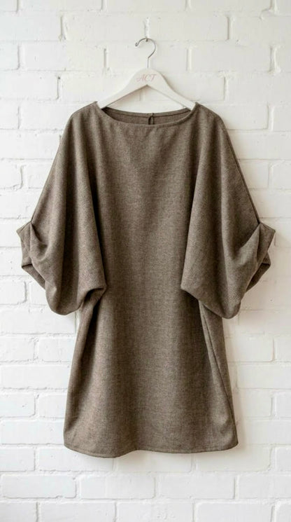 Vestido Oversize Mangas Drapeadas +1color