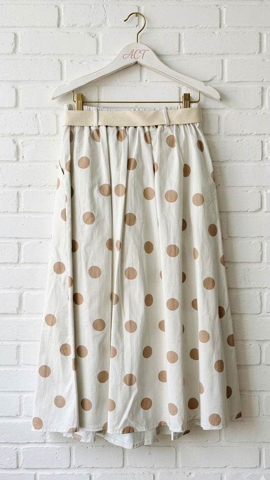 Falda Midi con lunares y cinturón
