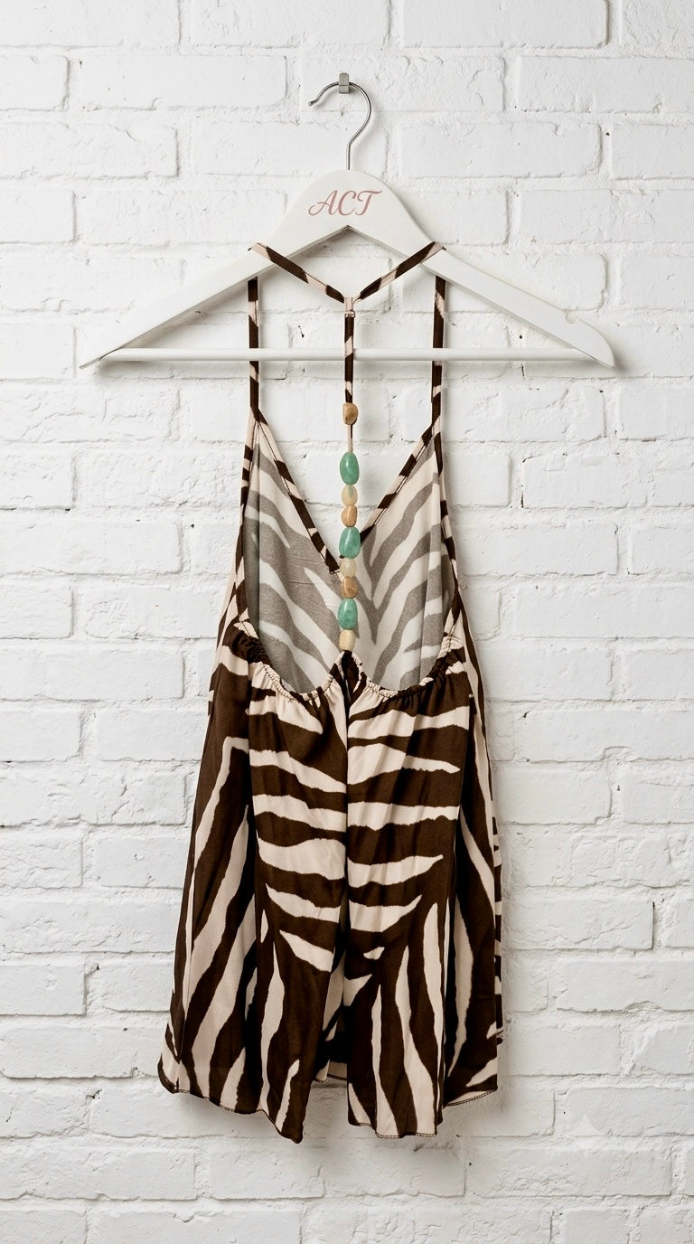 Top Tirantes Cebra Con Cuentas +2 colores