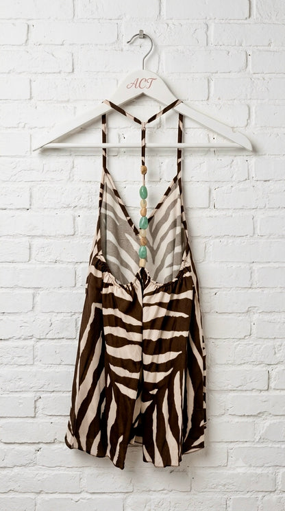 Top Tirantes Cebra Con Cuentas +2 colores
