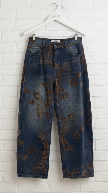 Pantalón Denim Floral Velvet