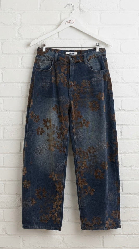 Pantalón Denim Floral Velvet