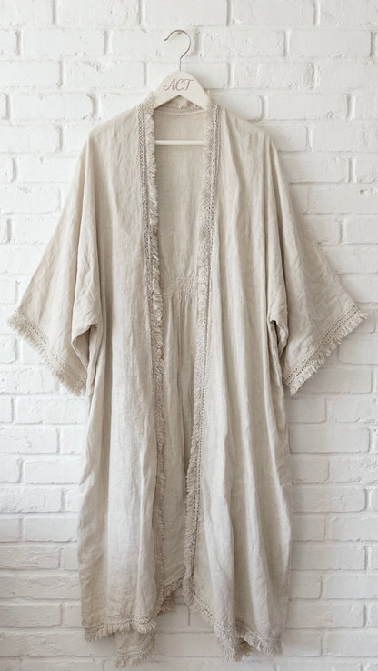 Kimono de lino flecos +2 colores