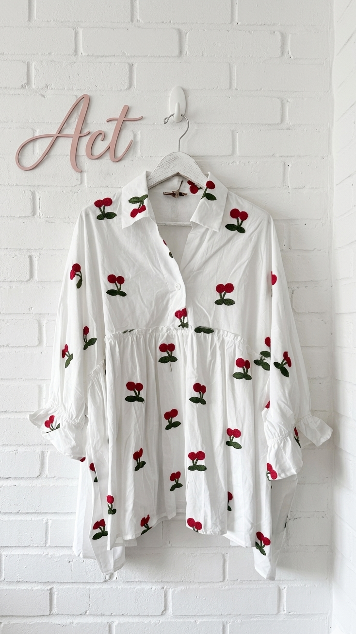 Blusa bordada frutal +2 colores