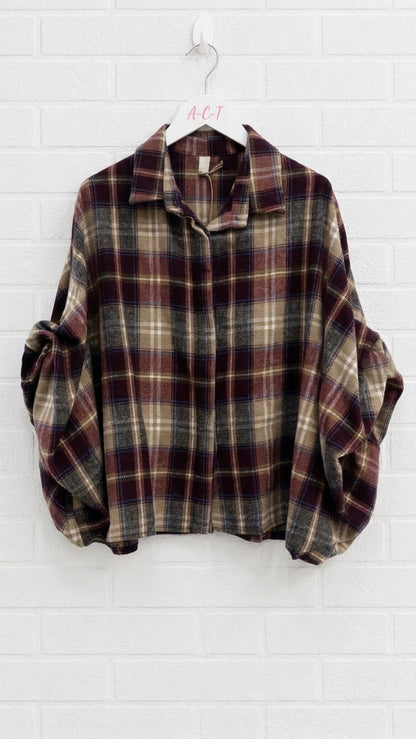 Camisa Cuadros Mangas Drapeadas +2 colores