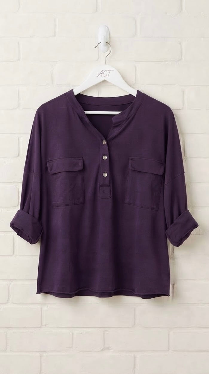Camiseta Relaxed de Manga Larga con Bolsillos +