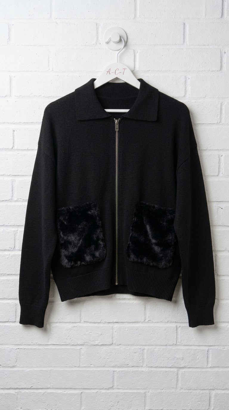 Chaqueta de Punto con Bolsillos Peluche +3 colores