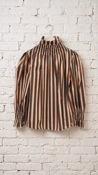 Camisa a Rayas con Cuello Fruncido +2 colores