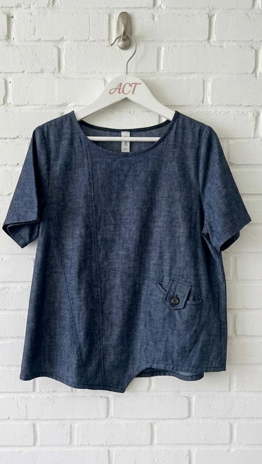 Blusa cambray Denim bolsillo