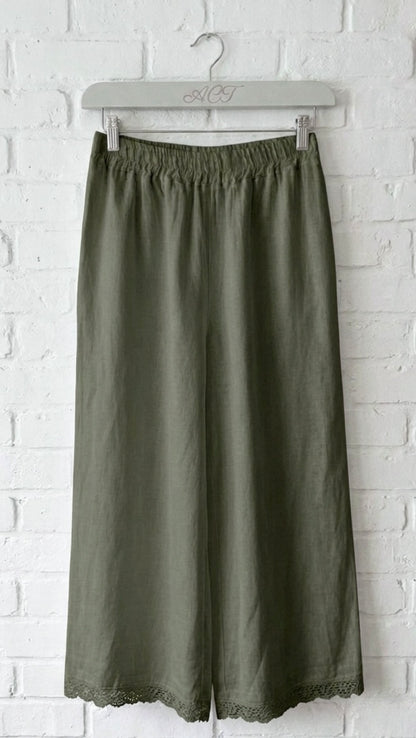 Pantalón de lino croché Aurora