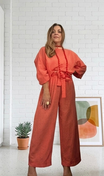 Pantalón palazzo vichy